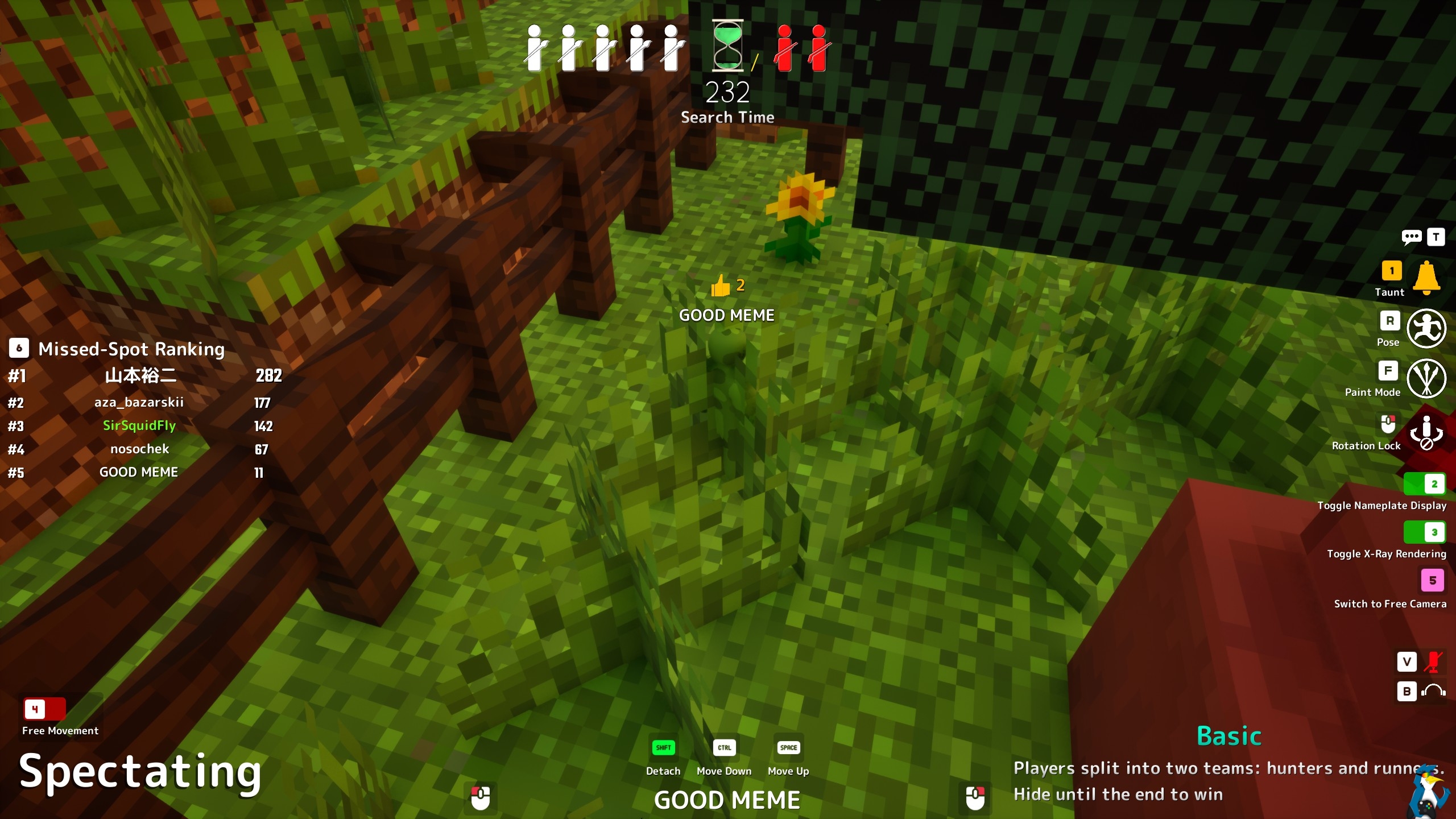 A Meccha Chameleon hider painted to blend in as tall grass on a community map